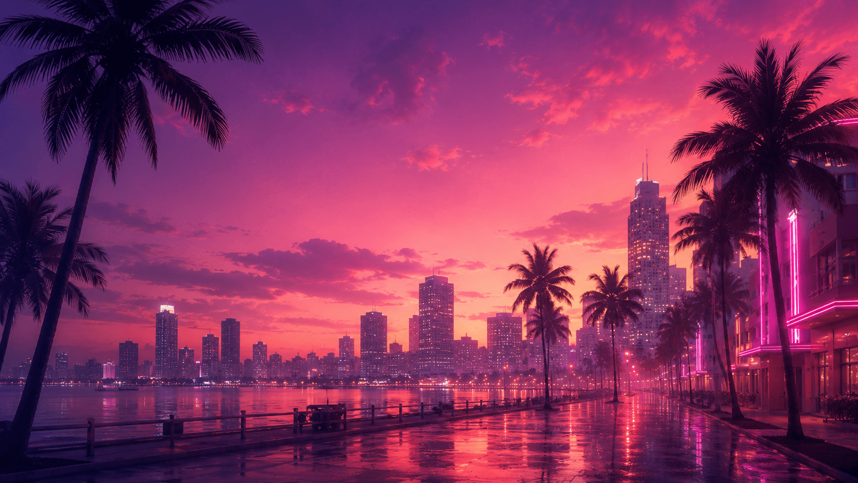 Vice City sunset skyline